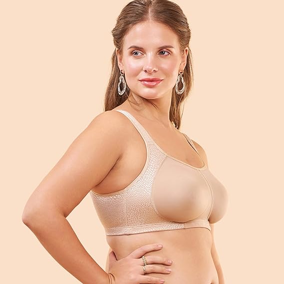 Enamor Side Shaper Double Layer Compression Cotton Minimizer Bra – Women's Everyday Fashion, Non-Padded, Wirefree, High Coverage F048